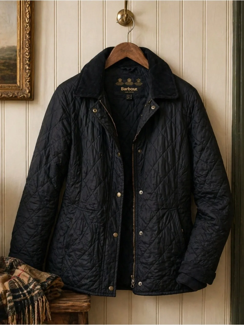 Barbour Black Quilted Jacket Womens US 12 UK 16 Lightweight Coat - Picture 1 of 6